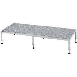 Arbeitsplattform, Höhenverstellbereich 255 - 320 mm, mit Gitterrostplatte, Plattform LxB 1510 x 610 mm, feuerverzinkt eurokraft pro