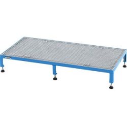 Arbeitsplattform, Höhenverstellbereich 165 - 230 mm, mit Gitterrostplatte, Plattform LxB 1210 x 610 mm, lichtblau eurokraft pro