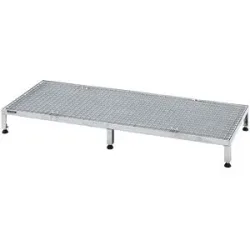 Arbeitsplattform, Höhenverstellbereich 165 - 230 mm, mit Gitterrostplatte, Plattform LxB 1510 x 610 mm, feuerverzinkt eurokraft pro