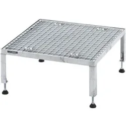 Arbeitsplattform, Höhenverstellbereich 255 - 320 mm, mit Gitterrostplatte, Plattform LxB 610 x 610 mm, feuerverzinkt eurokraft pro