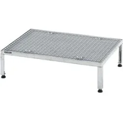 Arbeitsplattform, Höhenverstellbereich 255 - 320 mm, mit Gitterrostplatte, Plattform LxB 910 x 610 mm, feuerverzinkt eurokraft pro