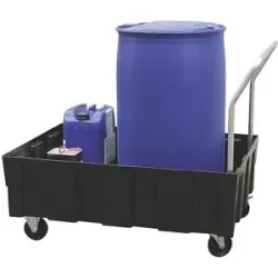 EURO-Auffangwanne 250/2 CEMO, Polyethylen, mobil, mit Lenk- und Bockrollen, mit Zulassung, mit Stahlgrundrahmen, ohne Gitterrost