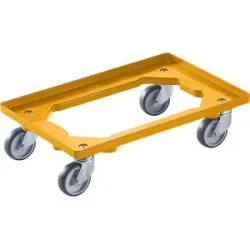 Profi-Fahrgestell, 600 x 400 mm, 4 Lenkrollen mit Gummibandage, gelb eurokraft basic
