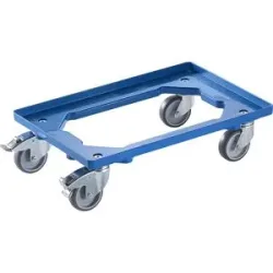 Profi-Fahrgestell, 600 x 400 mm, 4 Lenkrollen, davon 2 mit Feststeller, blau, ab 20 Stk eurokraft basic
