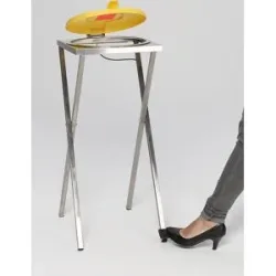 Hygiene-Müllsackständer aus Edelstahl, für Volumen 120 l, mit Pedal, gelb VAR