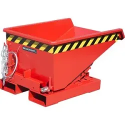 Mini-Kippbehälter für Späne, Volumen 0,225 m³, rot RAL 3000 eurokraft pro