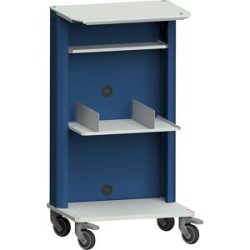 Laptop- / Gerätewagen, mit zusätzlicher Ablage, 2 Buchstützen, grau / blau ANKE