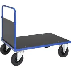Plattformwagen KM33, 1 Stirnwand, LxB 1000 x 700 mm, 2 Lenk- und 2 Bockrollen Kongamek