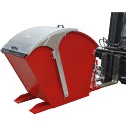 Kippbehälter mit Runddeckel, Volumen 0,75 m³, feuerrot, ab 2 Stk eurokraft pro