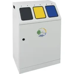 kaiserkraft Wertstoffsammler, Stahl, Volumen 3 x 30 l, TRIPLEX, 3 Innenbehälter