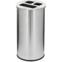 Abfalleimer mit 3-fach Sortierung, Volumen 60 l, Höhe 670 mm, Edelstahl Probbax