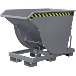 Kippbehälter, schmale Ausführung, Volumen 0,5 m³, Traglast 2500 kg, grau RAL 7005 eurokraft pro