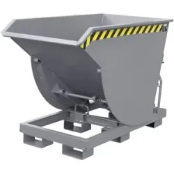 Kippbehälter, schmale Ausführung, Volumen 0,75 m³, Traglast 3000 kg, grau RAL 7005 eurokraft pro