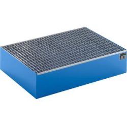 kaiserkraft Paletten-Auffangwanne, LxBxH 1200 x 800 x 260 mm, blau RAL 5012, mit Gitterrost
