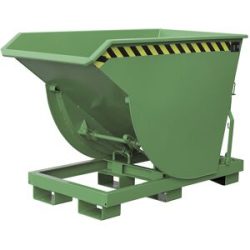 Kippbehälter, schmale Ausführung, Volumen 0,5 m³, Traglast 2500 kg, resedagrün RAL 6011 eurokraft pro