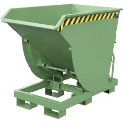 Kippbehälter, schmale Ausführung, Volumen 1,0 m³, Traglast 3000 kg, resedagrün RAL 6011 eurokraft pro