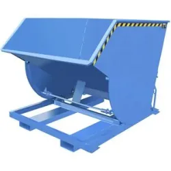 Kippbehälter, schmale Ausführung, Volumen 2,0 m³, Traglast 3000 kg, blau RAL 5012 eurokraft pro