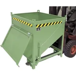 Silobehälter, Volumen 0,75 m³, mit stirnseitiger Klappe, resedagrün RAL 6011 eurokraft pro
