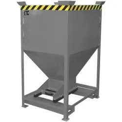 Silobehälter, Trichterform, stationär mit Einfahrtaschen, Volumen 0,6 m³, mausgrau eurokraft pro