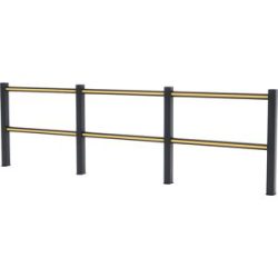 Schutzgeländer Flex Impact® HD Light, schwarze Pfosten - schwarz/gelb gestreift, Breite 3750 mm Boplan