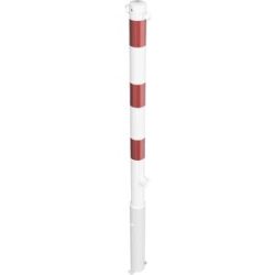 Absperrpfosten, Ø 60 mm, weiß / rot, herausnehmbar, mit 2 Ösen Schake