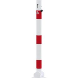 Absperrpfosten, Ø 60 mm, weiß / rot, klappbar mit Profilzylinder, ohne Öse Schake