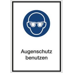 kaiserkraft Kombizusatzschilder für Gebotszeichen, Augenschutz benutzen, Folie, LxHxT 130 x 185 x 0.1 mm