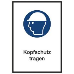kaiserkraft Kombizusatzschilder für Gebotszeichen, Kopfschutz tragen, Folie, LxHxT 130 x 185 x 0.1 mm