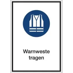 kaiserkraft Kombizusatzschilder für Gebotszeichen, Warnweste tragen, Folie, LxHxT 210 x 297 x 0.1 mm