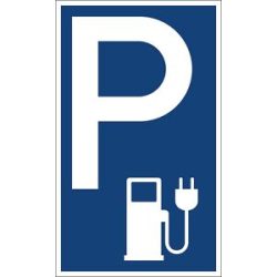 kaiserkraft Parkplatzkennzeichen, Kunststoff, P / Elektrotankstelle, LxH 150 x 250 mm