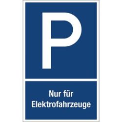 kaiserkraft Parkplatzkennzeichen, Kunststoff, P / Nur für Elektrofahrzeuge, LxH 250 x 400 mm