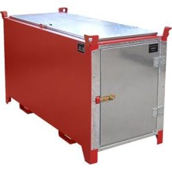 Leuchtstoffröhren-Box, lackiert, Volumen 900 l, 1100 Stk Ø 25 mm / 500 Stk Ø 37 mm, LxBxH 1700 x 770 x 975 mm, feuerrot RAL 3000 eurokraft pro