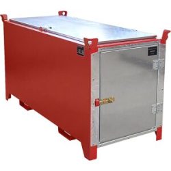eurokraft pro Leuchtstoffröhren-Box, lackiert, Volumen 1140 l, 1100 Stk Ø 25 mm / 500 Stk Ø 37 mm, LxBxH 2100 x 770 x 975 mm, feuerrot RAL 3000, ab 3 Stk eurokraft