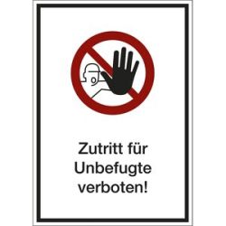 kaiserkraft Kombizusatzschild mit Text für Verbotszeichen, Zutritt für Unbefugte verboten, VE 10 Stk, Kunststoff, LxHxT 210 x 297 x 1 mm