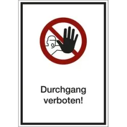kaiserkraft Kombizusatzschild mit Text für Verbotszeichen, Durchgang verboten, VE 10 Stk, Folie, LxHxT 210 x 297 x 0,1 mm