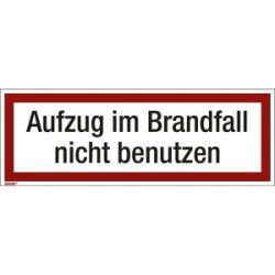 kaiserkraft Brandschutzkennzeichen für die Feuerwehr, Aufzug im Brandfall nicht benutzen, VE 10 Stk, Folie, langnachleuchtend, LxH 210 x 74 mm