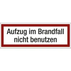 kaiserkraft Brandschutzkennzeichen für die Feuerwehr, Aufzug im Brandfall nicht benutzen, VE 10 Stk, Kunststoff, LxH 297 x 105 mm