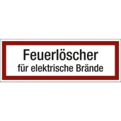 kaiserkraft Brandschutzkennzeichen für die Feuerwehr, Feuerlöscher für elektrische Brände, VE 10 Stk, Kunststoff, LxH 297 x 105 mm