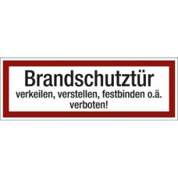 kaiserkraft Brandschutzkennzeichen für die Feuerwehr, Brandschutztür verkeilen, verstellen, festbinden o. ä. verboten!, Kunststoff, LxH 210 x 74 mm