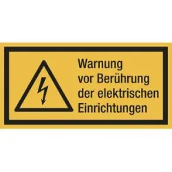 kaiserkraft Kombischilder mit Text für Warnkennzeichen, Warnung vor Berührung der elektrischen Einrichtungen, VE 10 Stk, Folie, LxH 74 x 37 mm