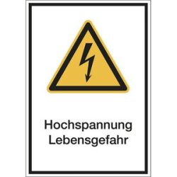 kaiserkraft Kombischilder mit Text für Warnkennzeichen, Hochspannung Lebensgefahr, VE 10 Stk, Folie, LxH 210 x 297 mm