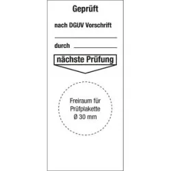 kaiserkraft Grundplakette Geprüft nach DGUV Vorschrift, Folie, VE 10 Stk, LxH 40 x 90 mm