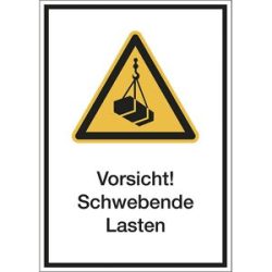 kaiserkraft Kombischilder mit Text für Warnkennzeichen, Vorsicht! Schwebende Lasten, VE 10 Stk, Folie, LxH 210 x 297 mm