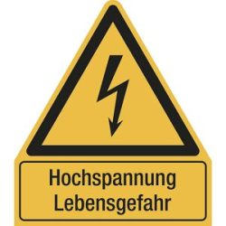 kaiserkraft Kombischilder mit Text für Warnkennzeichen, Hochspannung Lebensgefahr, dreieckig, VE 10 Stk, Folie, LxH 210 x 240 mm