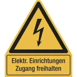 kaiserkraft Kombischilder mit Text für Warnkennzeichen, Elektr. Einrichtungen Zugang freihalten, dreieckig, VE 10 Stk, Folie, LxH 210 x 240 mm