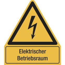 kaiserkraft Kombischilder mit Text für Warnkennzeichen, Elektrischer Betriebsraum etc., dreieckig, VE 10 Stk, Folie, LxH 210 x 240 mm
