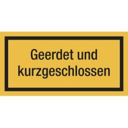 kaiserkraft Kombischilder mit Text für Warnkennzeichen, Geerdet und kurzgeschlossen, VE 10 Stk, Kunststoff, LxH 200 x 100 mm