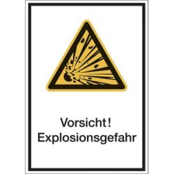 kaiserkraft Kombischilder mit Text für Warnkennzeichen, Vorsicht! Explosionsgefahr, VE 10 Stk, Kunststoff, LxH 210 x 297 mm