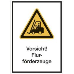 kaiserkraft Kombischilder mit Text für Warnkennzeichen, Vorsicht! Flurförderzeuge, VE 10 Stk, Kunststoff, LxH 210 x 297 mm