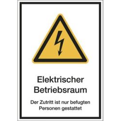 kaiserkraft Kombischilder mit Text für Warnkennzeichen, Elektrischer Betriebsraum etc., VE 10 Stk, Kunststoff, LxH 210 x 297 mm